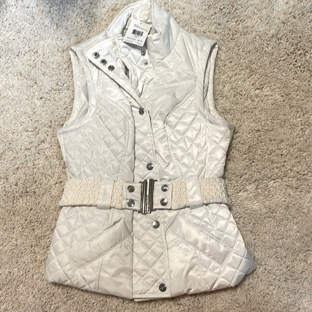 New Guess xSmall women’s puffer vest tufted white